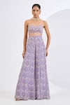 Buy_Neha Khullar_Lilac , Chiffon, , Mosaic Print Cape Sharara Set _Online_at_Aza_Fashions