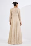 Shop_Neha Khullar_Ivory Chinon, Viscose, Chiffon Mirrors, Pearls Mosaic Print Jacket Sharara Set _at_Aza_Fashions
