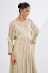 Buy_Neha Khullar_Ivory Chinon, Viscose, Chiffon Pearls, Mirrors, Mosaic Print Anarkali Set _Online_at_Aza_Fashions