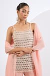 Buy_Neha Khullar_Peach Viscose, Georgette Embroidery, Sequins Round Neck Kurta Gharara Set _Online_at_Aza_Fashions