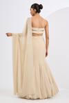 Shop_Neha Khullar_Off White Georgette, Crepe, Viscose Antique Cutdana Embroidered Lehenga Set _at_Aza_Fashions