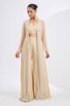 Buy_Neha Khullar_Off White Viscose Georgette, Viscose, Antique Embroidered Cape And Sharara Set _at_Aza_Fashions