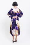 Shop_Pop Sugar_Purple Vegan Silk V-neck Floral Print Kimono Dress _at_Aza_Fashions