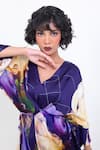Buy_Pop Sugar_Purple Vegan Silk V-neck Floral Print Kimono Dress _Online_at_Aza_Fashions
