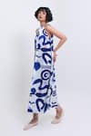 Pop Sugar_Blue Silk Halter Neck And White Maxi Dress _Online_at_Aza_Fashions