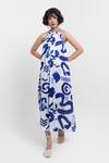 Buy_Pop Sugar_Blue Silk Halter Neck And White Maxi Dress _Online_at_Aza_Fashions