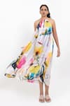 Shop_Pop Sugar_Pink Vegan Silk Halter Neck Multi Colour Maxi Dress _at_Aza_Fashions