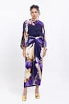 Buy_Pop Sugar_Purple Organza Round Neck Floral Top _at_Aza_Fashions