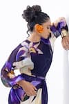 Buy_Pop Sugar_Purple Organza Round Neck Floral Top _Online_at_Aza_Fashions