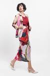 Pop Sugar_Red Vegan Silk Multicolor Printed Blazer _Online_at_Aza_Fashions