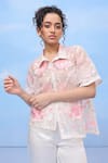 Buy_COUCHÉ BY ANANDINI_Pink Silk Organza Embroidery Collared Designer Shirt _at_Aza_Fashions