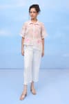 COUCHÉ BY ANANDINI_Pink Silk Organza Embroidery Collared Designer Shirt _Online_at_Aza_Fashions