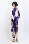 Shop_Pop Sugar_Purple Vegan Silk, Velour Round Neck Floral Print Kurta And Pant Set _at_Aza_Fashions