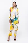 Buy_Pop Sugar_Multi Color Vegan Silk Round Neck Kurta Pant Set _at_Aza_Fashions