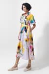Pop Sugar_Multi Color Cotton Collared Printed Midi Dress With Belt _Online_at_Aza_Fashions