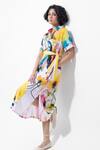 Buy_Pop Sugar_Multi Color Cotton Collared Printed Midi Dress With Belt _Online_at_Aza_Fashions