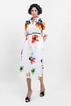 Buy_Pop Sugar_White Cotton Collared Floral Print Midi Dress  _at_Aza_Fashions