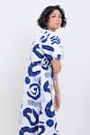 Shop_Pop Sugar_Blue Cotton Collared Indigo Printed Midi Dress _at_Aza_Fashions