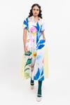 Buy_Pop Sugar_Multi Color Cotton Collared Floral Print Midi Dress _at_Aza_Fashions
