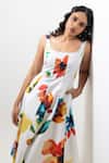 Buy_Pop Sugar_Multi Color Cotton Square Neck Floral Print Midi Dress _Online_at_Aza_Fashions