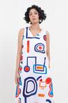 Pop Sugar_Multi Color Cotton V-neck Designer Midi Dress _Online_at_Aza_Fashions