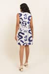 Shop_Pop Sugar_Blue Cotton Round Neck Indigo Designer Short Dress _at_Aza_Fashions