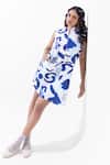 Buy_Pop Sugar_Blue Cotton Round Neck Indigo Designer Short Dress _at_Aza_Fashions