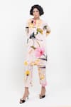 Shop_Pop Sugar_Multi Color Cotton Round Neck Floral Printed Kurta Pant Set _at_Aza_Fashions