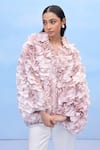 Buy_COUCHÉ BY ANANDINI_Purple Silk, Crepe Applique Collared Designer Shirt _at_Aza_Fashions