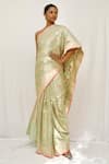 Buy_Neha & Tarun_Green Silk Embroidery Sea Designer Saree _at_Aza_Fashions