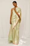 Neha & Tarun_Green Silk Embroidery Sea Designer Saree _at_Aza_Fashions