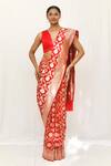 Buy_Neha & Tarun_Red Silk Woven Designer Saree _at_Aza_Fashions