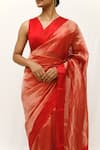 Neha & Tarun_Red Silk Woven Saree With Blouse Piece _at_Aza_Fashions