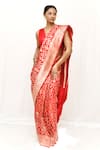Buy_Neha & Tarun_Red Silk Embroidery Woven Saree With Blouse Piece _at_Aza_Fashions