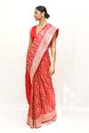 Neha & Tarun_Red Silk Embroidery Woven Saree With Blouse Piece _Online_at_Aza_Fashions