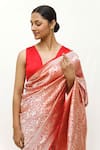 Neha & Tarun_Red Silk Designer Woven Saree _Online_at_Aza_Fashions