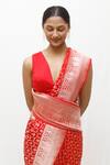 Neha & Tarun_Red Silk Zari Woven Saree With Unstitched Blouse Piece _Online_at_Aza_Fashions
