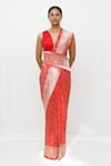 Buy_Neha & Tarun_Red Silk Zari Woven Saree With Unstitched Blouse Piece _at_Aza_Fashions