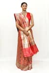 Buy_Neha & Tarun_Red Silk Zari Designer Woven Saree With Blouse Piece _at_Aza_Fashions