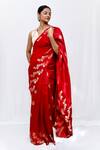Buy_Neha & Tarun_Red Silk Embroidery Designer Saree With Unstitched Blouse Piece _at_Aza_Fashions