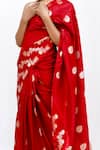 Buy_Neha & Tarun_Red Silk Embroidery Designer Saree With Unstitched Blouse Piece _Online_at_Aza_Fashions