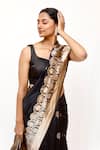 Shop_Neha & Tarun_Black Silk Embroidery Designer Saree _Online_at_Aza_Fashions
