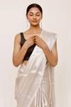Neha & Tarun_Silver Silk Woven Saree With Blouse Piece _Online_at_Aza_Fashions