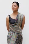 Neha & Tarun_Blue Silk Embroidery Designer Printed Saree _Online_at_Aza_Fashions
