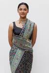 Buy_Neha & Tarun_Blue Silk Embroidery Designer Printed Saree _Online_at_Aza_Fashions