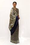 Shop_Neha & Tarun_Blue Silk Embroidery Designer Printed Saree _Online_at_Aza_Fashions