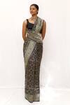 Buy_Neha & Tarun_Blue Silk Embroidery Designer Printed Saree _at_Aza_Fashions
