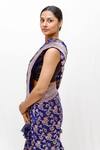 Neha & Tarun_Blue Silk Designer Woven Saree _Online_at_Aza_Fashions