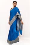 Neha & Tarun_Blue Silk Designer Saree _at_Aza_Fashions