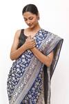 Shop_Neha & Tarun_Blue Silk Zari Designer Woven Saree _Online_at_Aza_Fashions